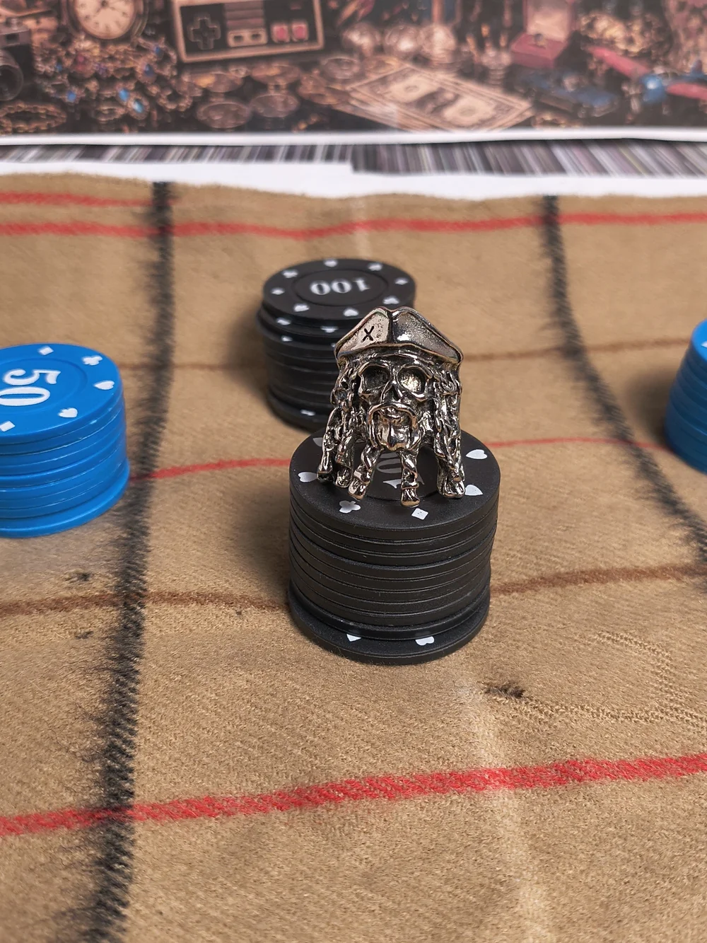 Silver Tone Skeleton Pirate Ring Size 10 Gothic Blackbeard Biker Statement Jewel